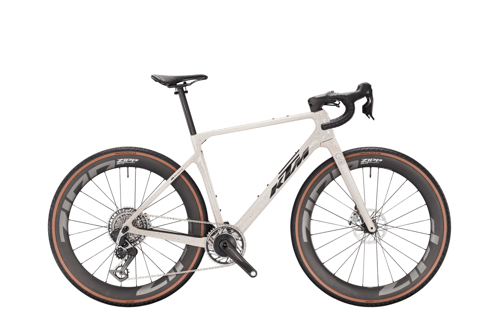 Vue latérale complète du KTM Gravelator Exonic, vélo gravel premium en carbone pour 2025.