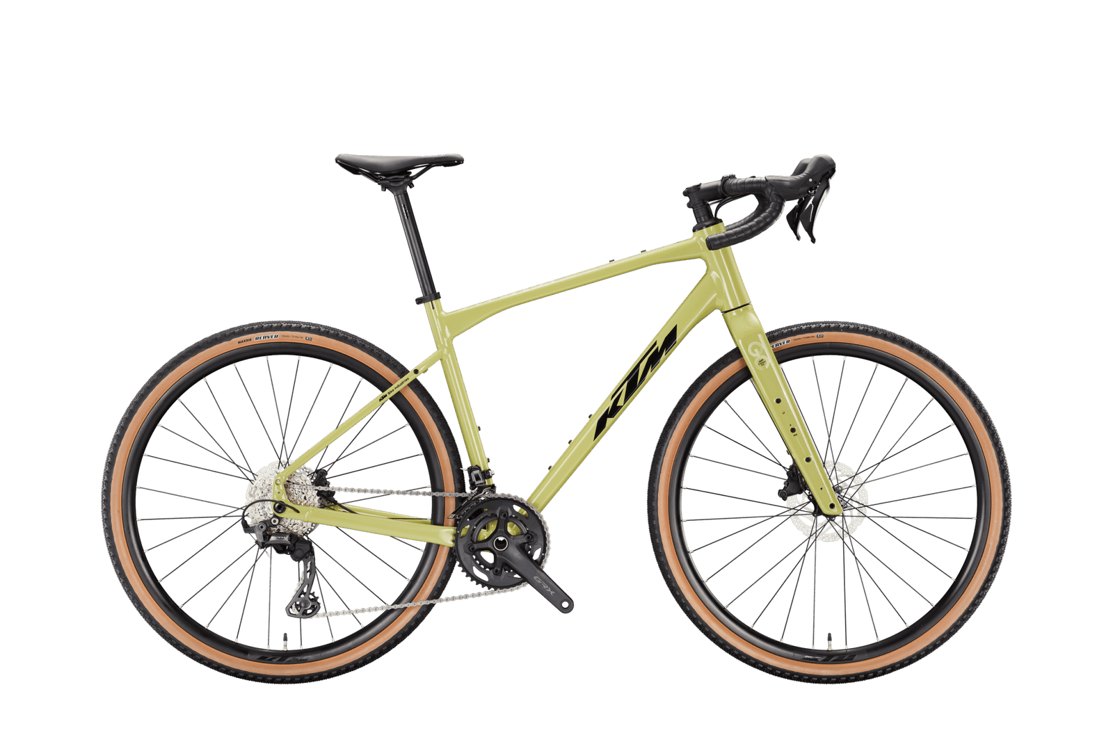 Vélo KTM Gravelator 10 vert Keen Green avec cadre en carbone et roues tout-terrain