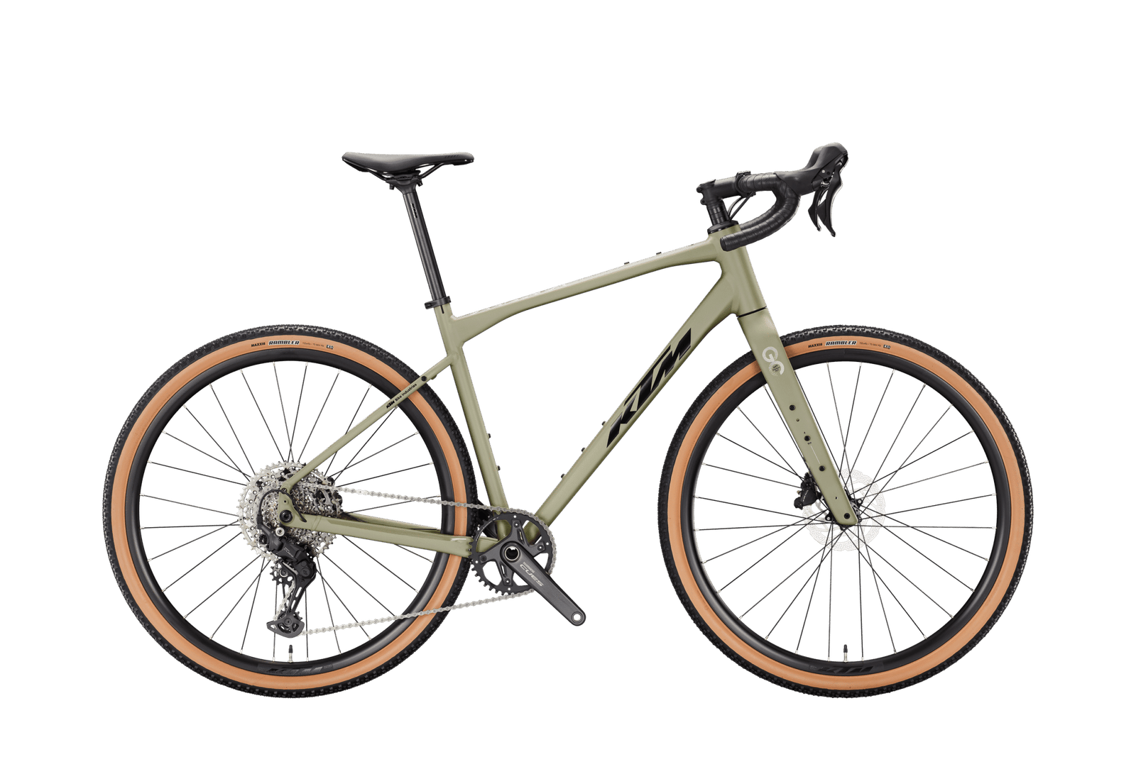 Vélo gravel KTM modèle GRAVELATOR en finition cargo green matt